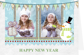 attractive new year card with snowman