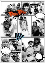 skiing comic photo collage