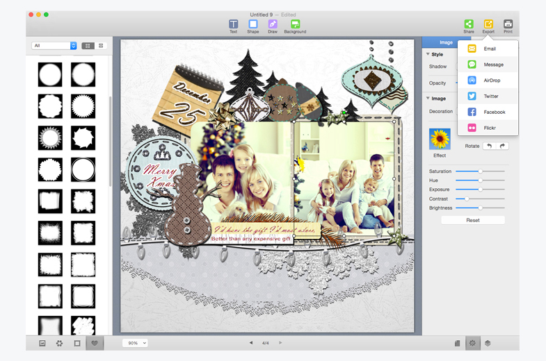 Export, print and share scrapbook album