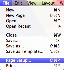 page setup menu