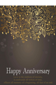 happy anniversary card with golden pattern