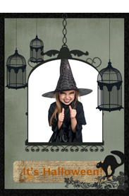 halloween black witch card template