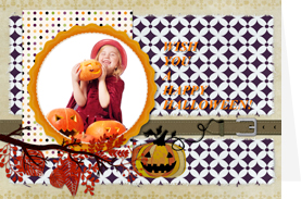 halloween card of pumpkin carving theme 