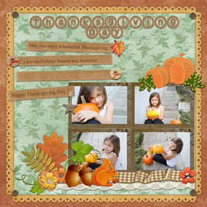 digital scrapbook sample for Thanksgiving